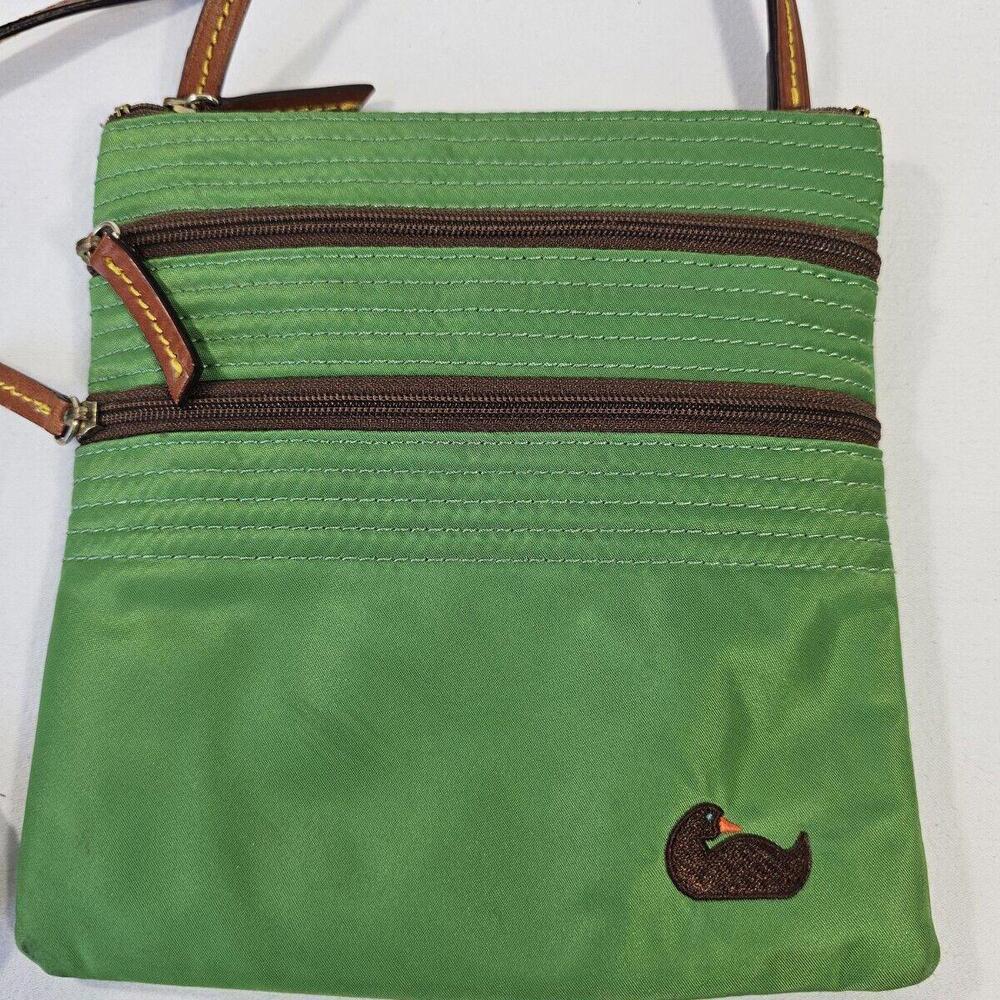 Dooney & Bourke North South Triple Zip Purse Crossbody Green & Brown Yellow - Picture 3 of 9